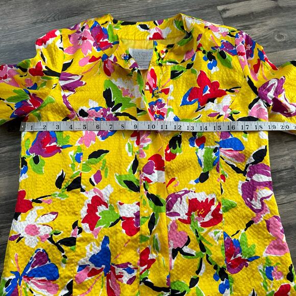 Silk Jacket Womens Yellow Floral Hawaiian Dopamine Core Bright Happy Tropical - Picture 3 of 12